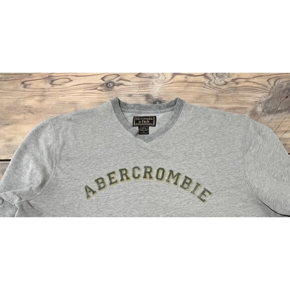 Abercrombie & Fitch Other - Y2K Abercrombie & Fitch V-Neck T-Shirt Mens XL Gray Spellout Heavyweight